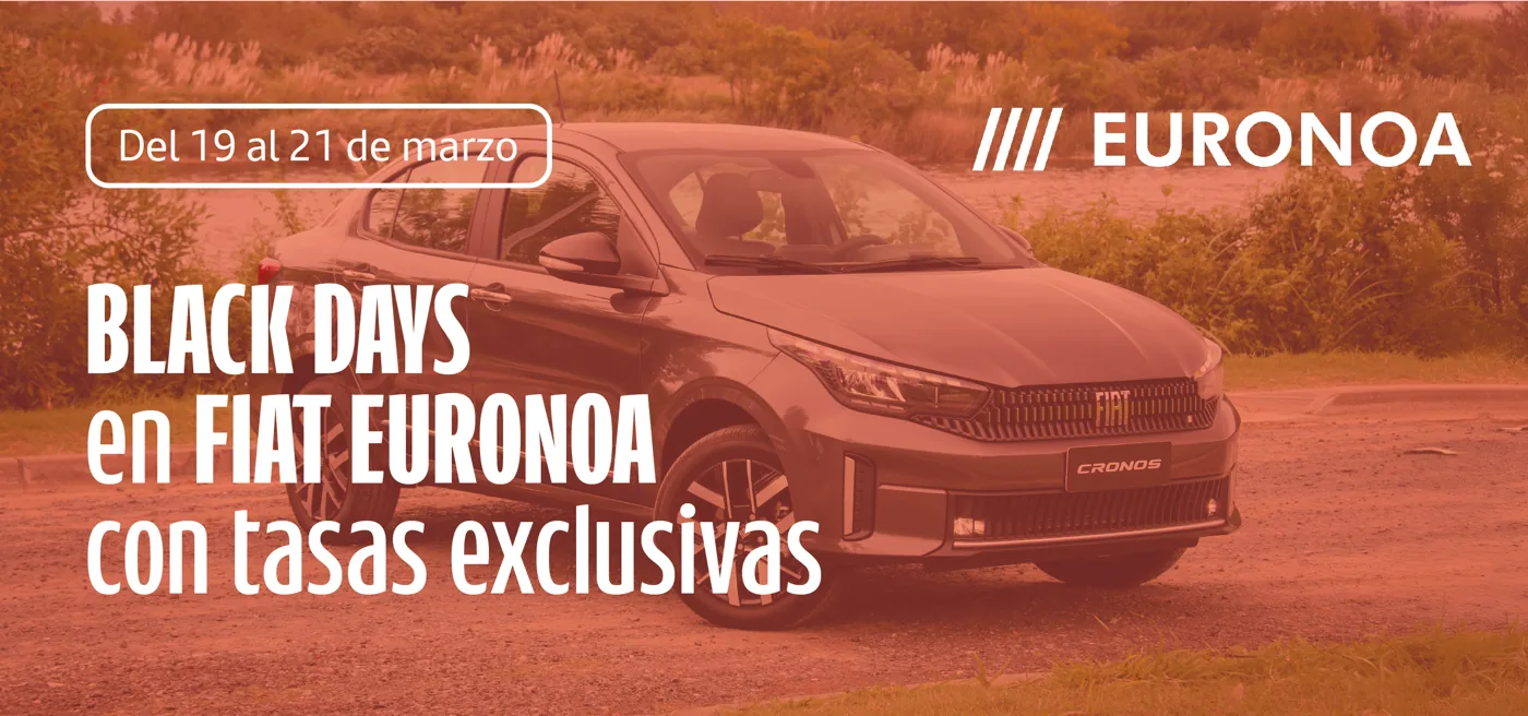Banner de Black Days en Fiat Euronoa, con tasas exclusivas, del 19 al 21 de marzo